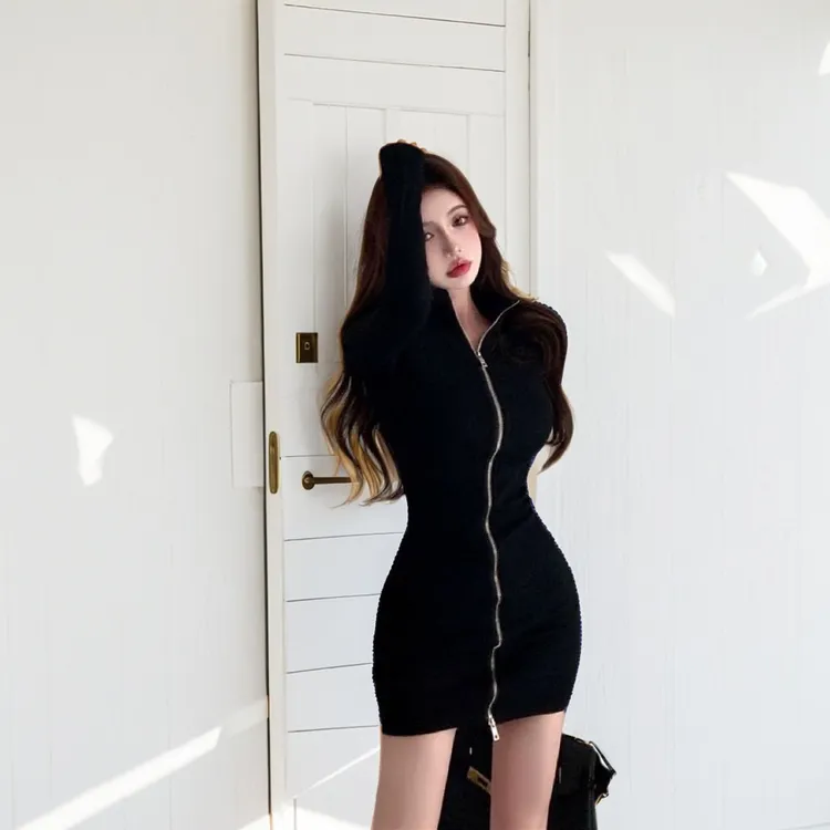 特大码胖mm秋新款性感辣妹风包臀裙名媛修身收腰显身材短裙连衣裙