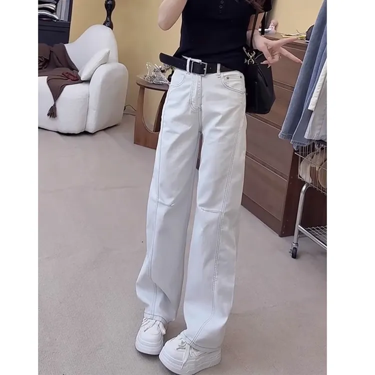 窄版直筒牛仔裤女2025秋冬新款大码胖妹妹显瘦遮肉减龄加绒阔腿裤