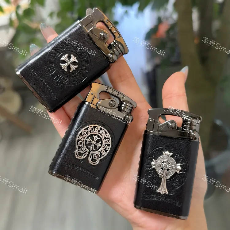 【简界品牌正品原创】克罗之心高级轻奢皮纹直冲充气送男友打火机