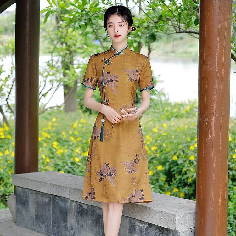 【新中式服装甄选】雪纺旗袍连衣裙夏2025新品优雅气质改良中长款