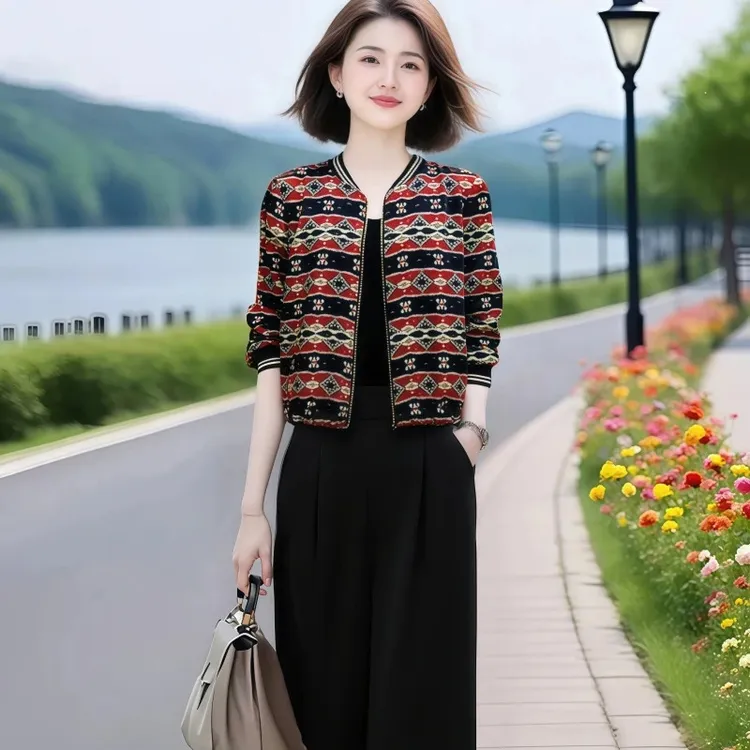 2025流行穿搭一整套春秋季女士休闲宽松外套高腰阔腿裤高级感套装