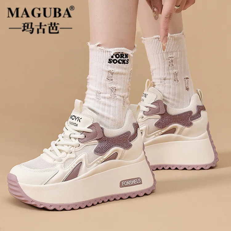 MAGUBA/玛古芭轻奢老爹鞋女新款厚底网面透气防滑小个子百搭女鞋