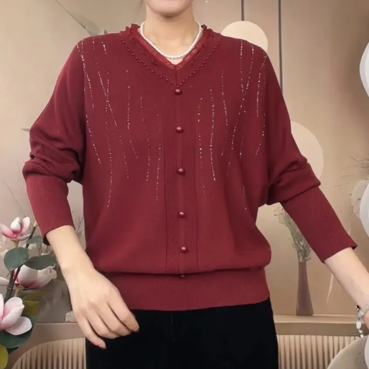 早秋新款V领针织衫