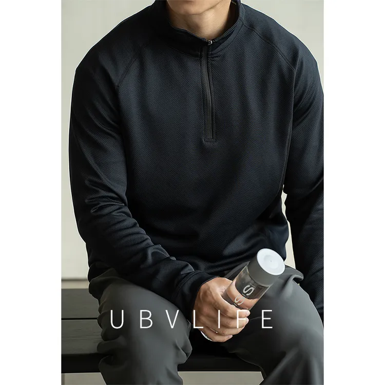 【户外运动系列】半拉链立领长袖T恤男士2025秋季新款健身运动上衣