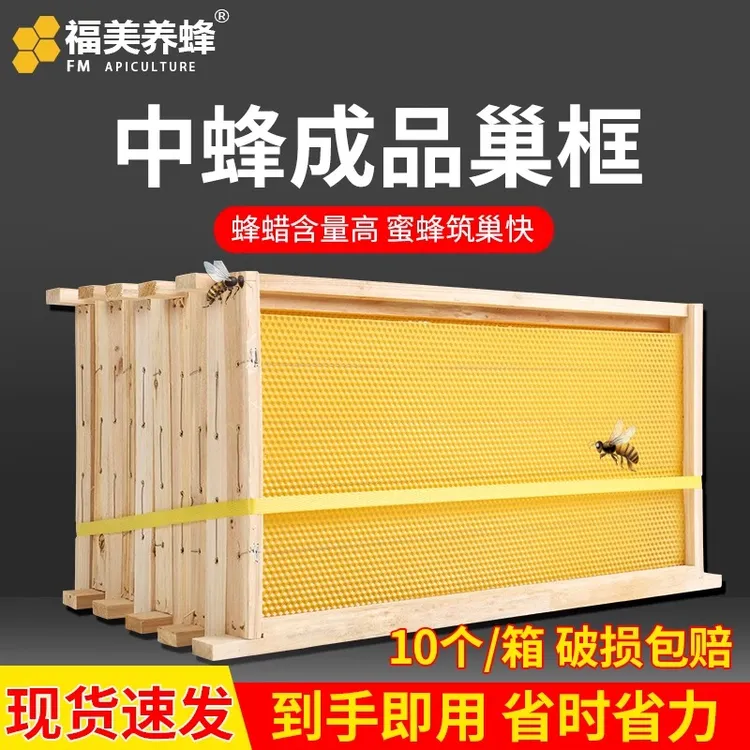 福美养蜂成品巢框中蜂带框巢础蜂基巢础蜂脾蜜蜂巢杉木蜂箱养蜂