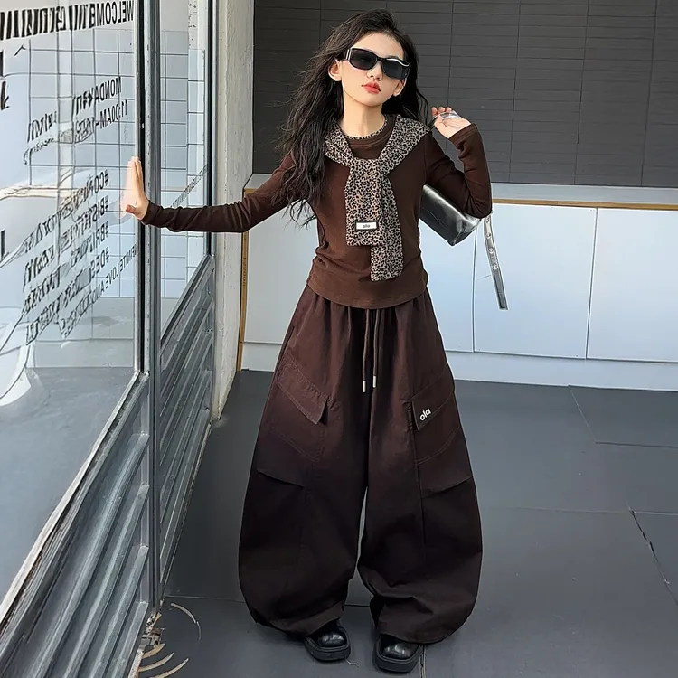 女童春秋季套装2025新款时髦中大童韩版炸街爵士洋气工装裤两件套