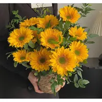 【5枝  绿心向日葵 】全场鲜花任意满两单升级顺丰 送货上门