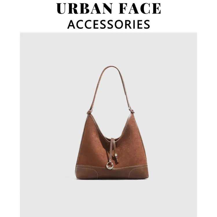【徐璐同款】URBAN FACE复古麂皮绒面托特包女磨砂大容量通勤单肩包