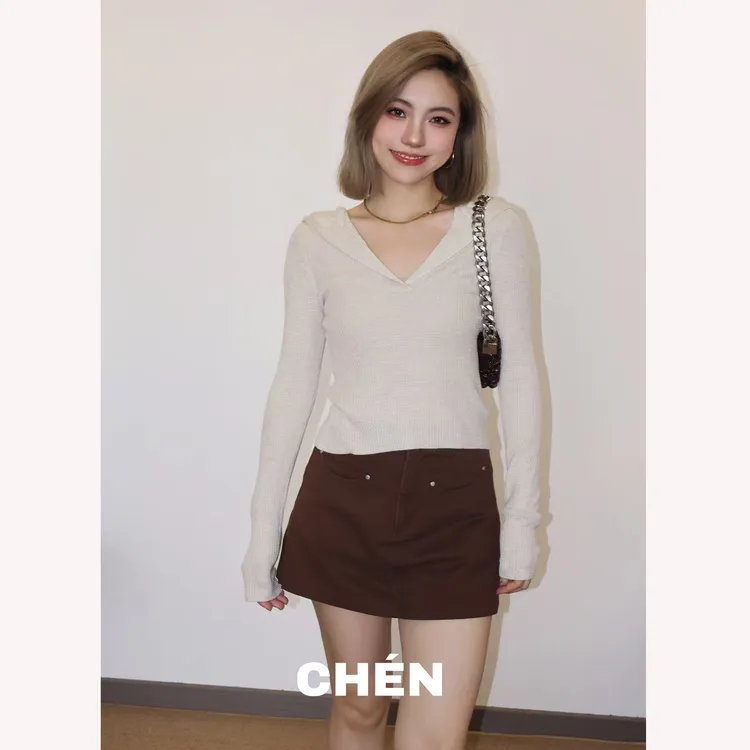 【大帽衫】晨总自制韩系休闲修身显瘦秋季针织连帽长袖针织衫女