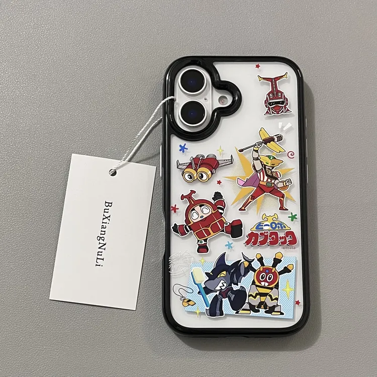 透色底卡通铁甲小宝插画适用苹果16pro手机壳iPhone15全包14/13