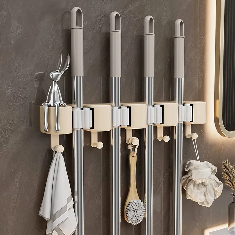 免打孔拖把架壁挂式多功收纳神器卫生间浴室强力固定清洁整理商品图