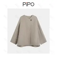 PIPO【绵羊毛+羊驼毛】休闲女时尚简约毛呢外套百搭大衣DD53A260