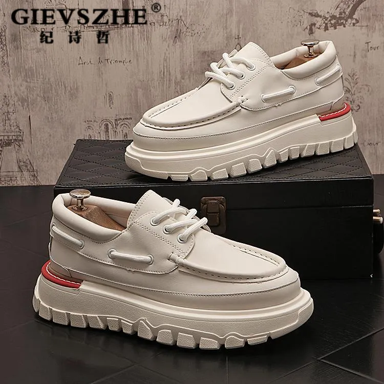 纪诗哲男款圆头皮鞋新款时尚休闲鞋厚底增高安踏厚底增高小白板鞋