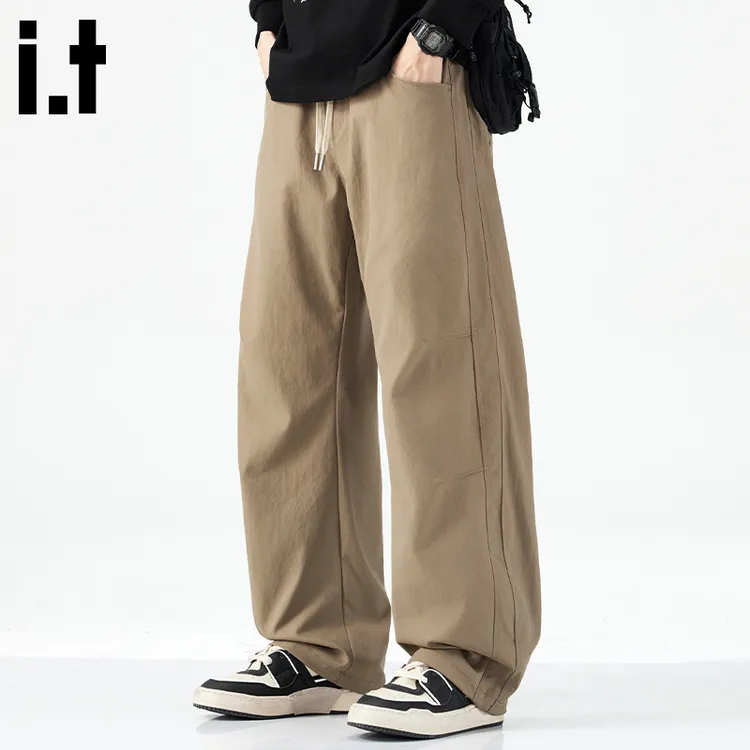 i.t:CHOCOOLATE百搭休闲裤男士2025秋冬新款美式潮流阔腿直筒裤子