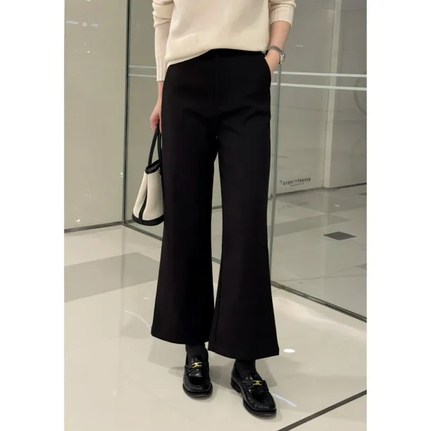 【筷子腿】MEGANLE 冬季加绒羊毛混纺显高显瘦九分微喇裤2025271