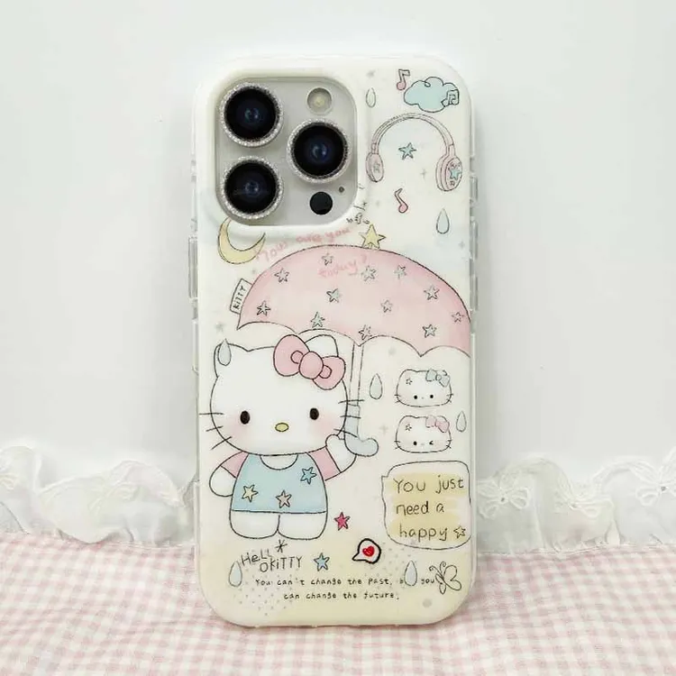 雨伞kt双层IMD内层带图适用于16promax少女ins手机壳透明可爱创意