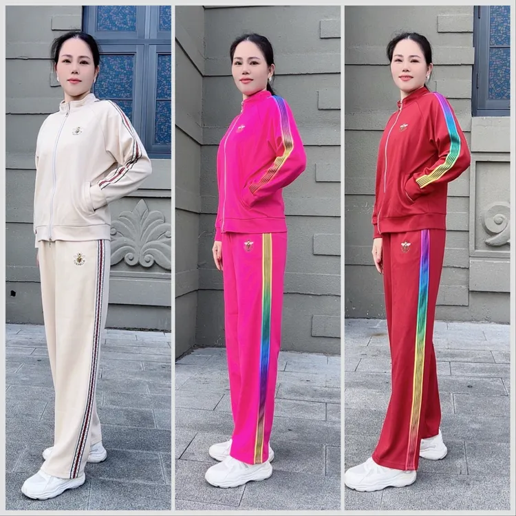 广场舞服装女春秋冬季宽松运动套装加绒加厚演出服大码套装洋气