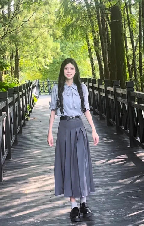 长袖衬衫西装连衣裙子女冷淡系独气质早秋韩系穿搭套装7039