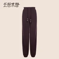 Ysimo-X云思木想紫云幽花微锥侧花边抽绳橡筋腰含羊毛休闲裤13888