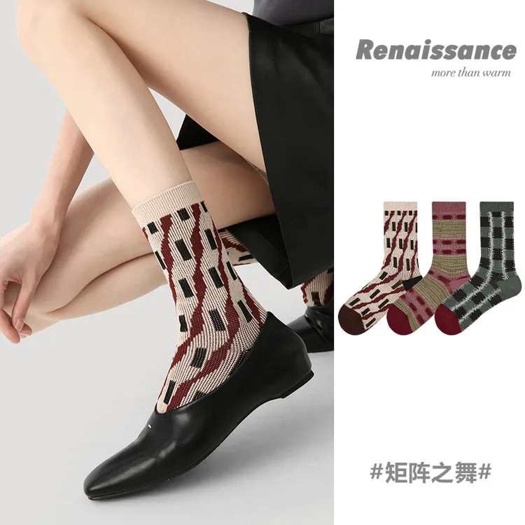 设计师款女袜复古中筒袜秋冬袜子女款爆款最新款