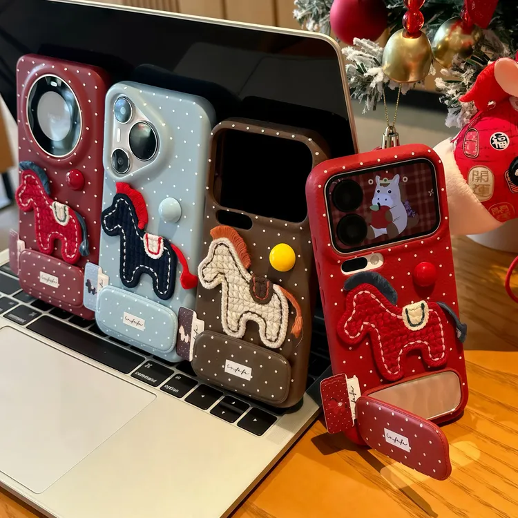 波点小马适用苹果17/16promax荔枝纹手机壳华为vivoppo小米17pro