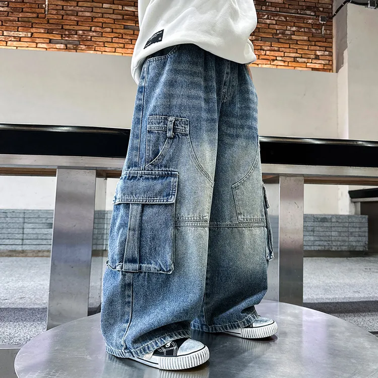 男童牛仔裤秋款2025新款痞帅儿童装春秋季宽松炸街工装裤男孩秋装
