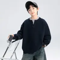 男童毛衣春秋款2025新款秋冬季中大儿童男孩秋装打底针织衫假两件