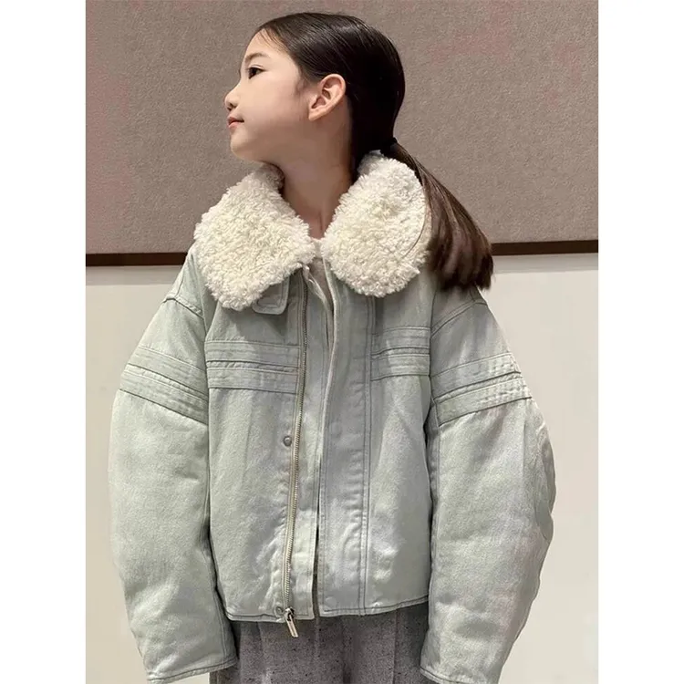 女童牛仔外套秋冬25新款洋气儿童冬季小女孩超好看棉衣夹棉上衣8