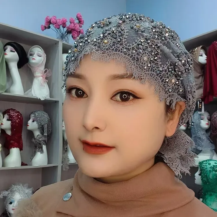 睫毛款水晶流苏鱼尾帽双层