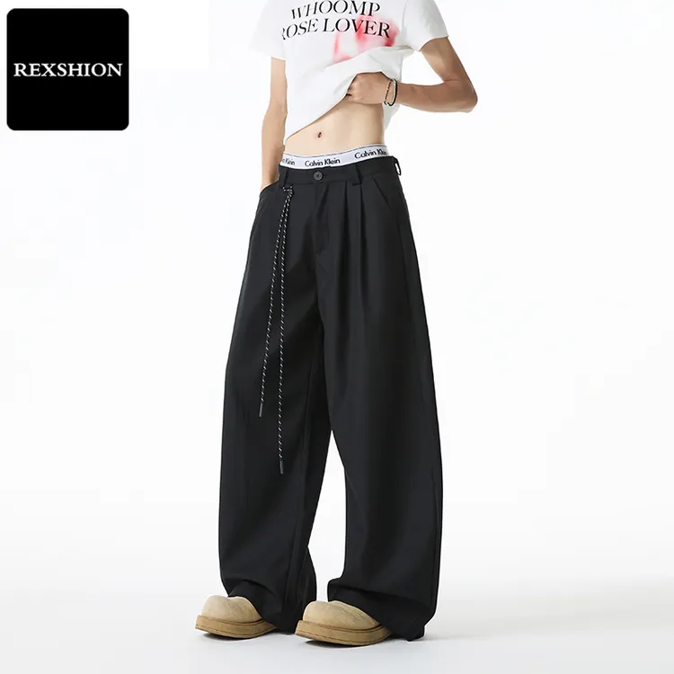 REXSHION纯色春秋休闲裤户外伞兵休闲长裤显瘦美式沙丘废土风裤子