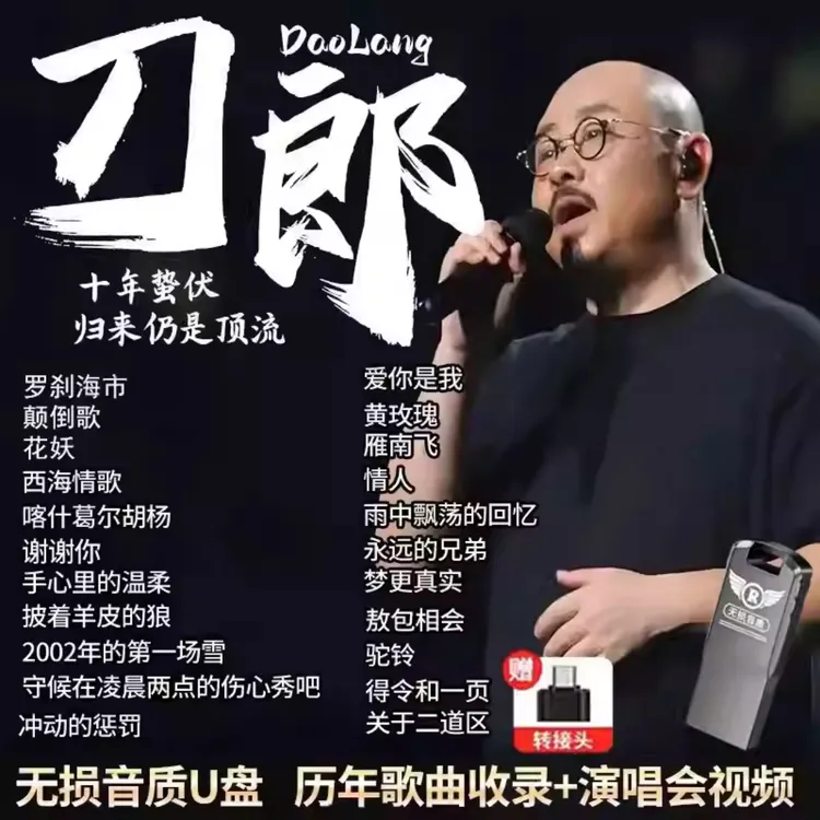 刀郎车载u盘音乐2025全新经典演唱会专辑现场版无损音质MP3优盘4