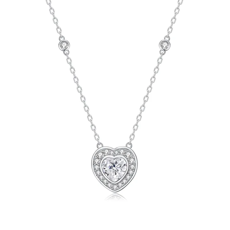 吊坠足银 永恒之心项链女名字定制小众高档生日纪念日情人节礼物