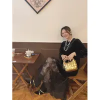 智英欧尼【黑色丝绒连衣裙长袖气质蕾丝宽松网红洋气炸街女装】