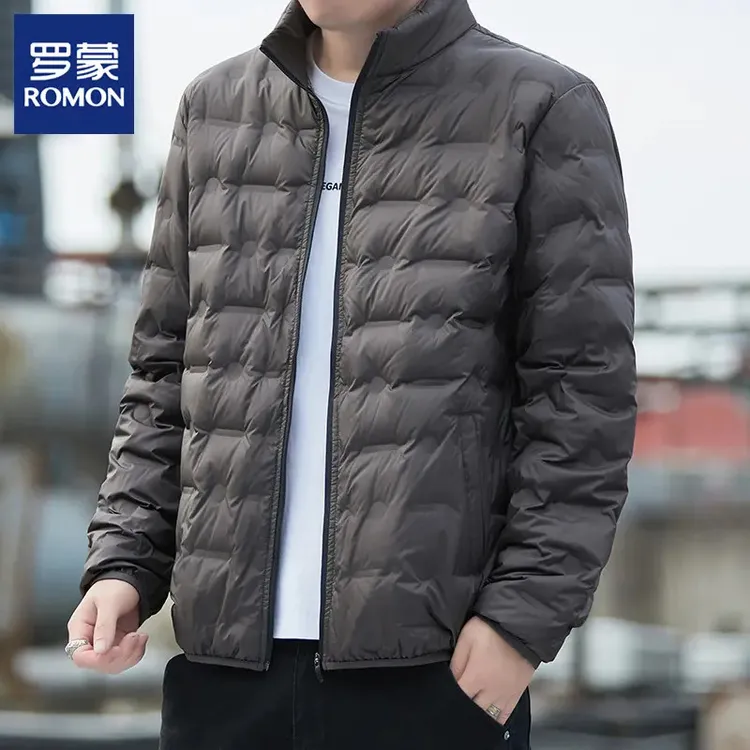 Romon/罗蒙时尚男士轻薄立领羽绒服秋冬季男装鸭绒外套保暖上衣男