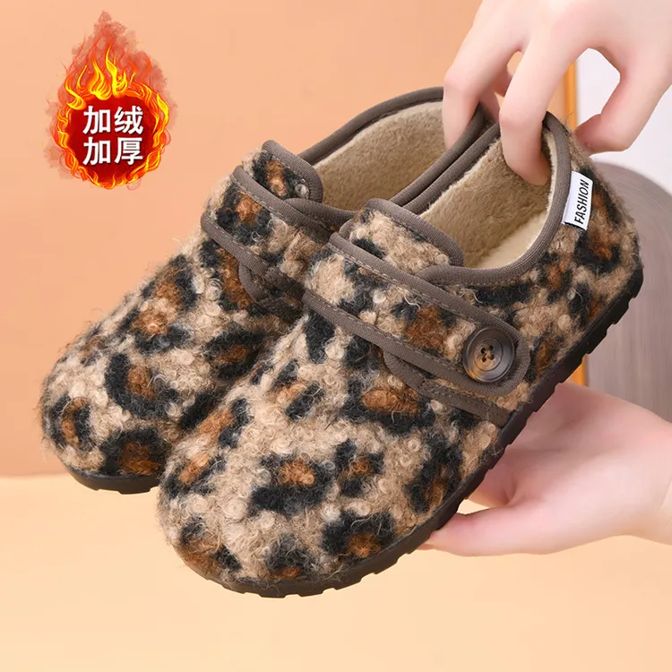 冬季新款保暖博肯棉拖加绒玛丽珍棉靴魔术贴百搭休闲鞋防滑平底鞋
