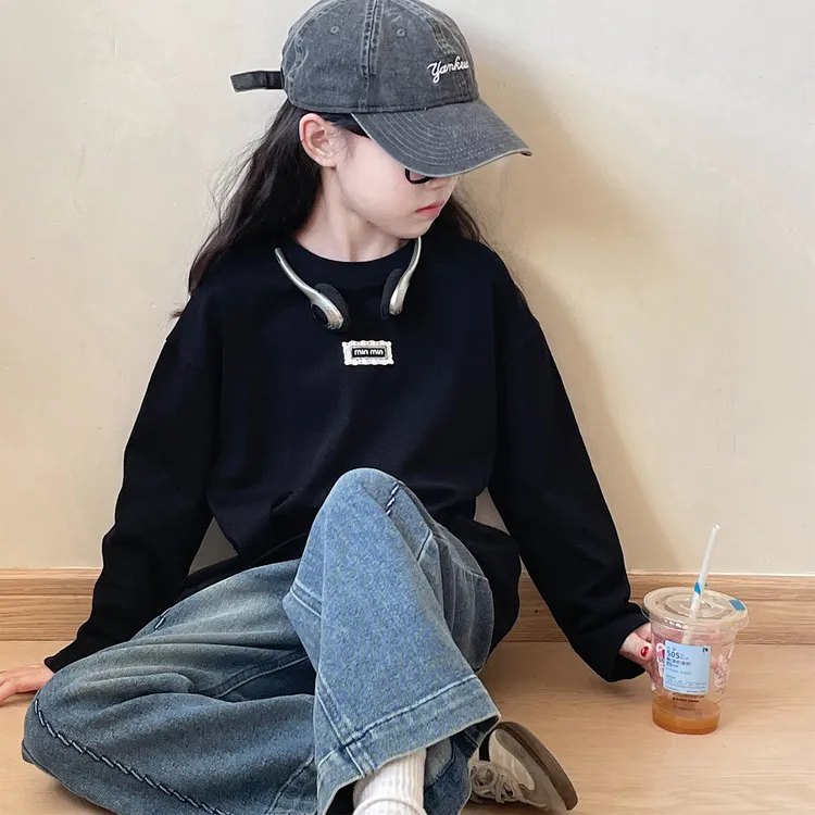女宝秋装长袖t恤2025新款儿童长袖女孩纯棉打底衫女童超好看上衣9