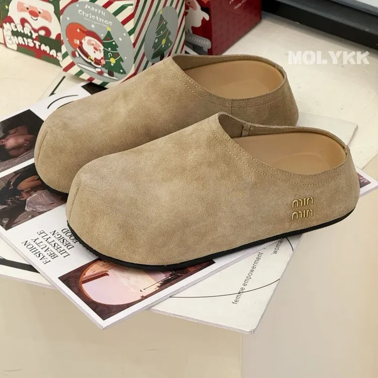 真皮厚底勃肯鞋半拖2025新款包头拖鞋女外穿一脚蹬懒人鞋软底单鞋