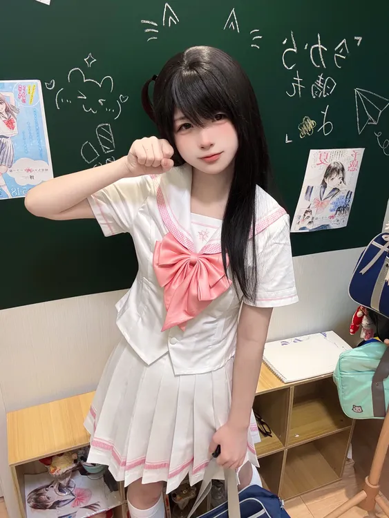 樱花兔~原创日系jk制服套装粉色千鸟格水手服夏季短裙收腰修身女