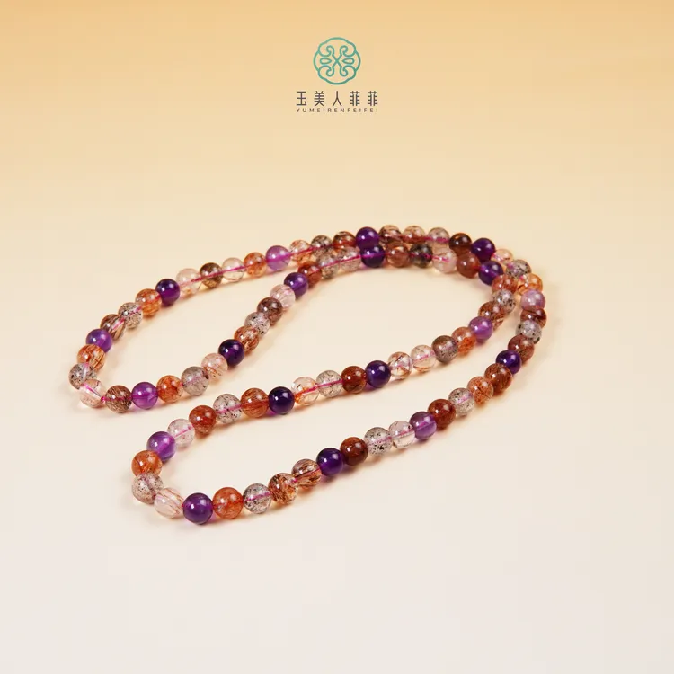 菲菲珠宝好^水晶三圈圆珠手串约6mm+