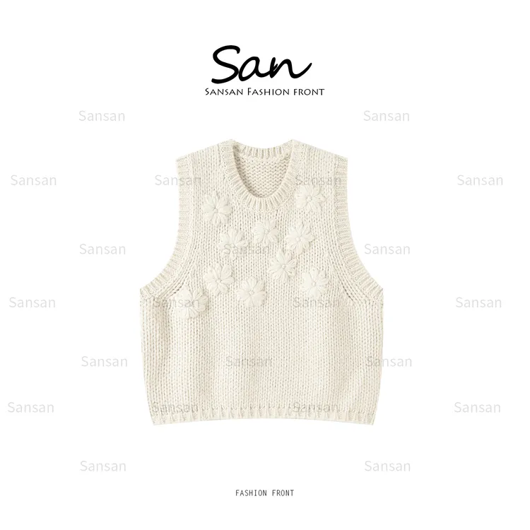 【SANSAN】马甲气质减龄百搭无袖镂空休闲背心上衣DY-10086