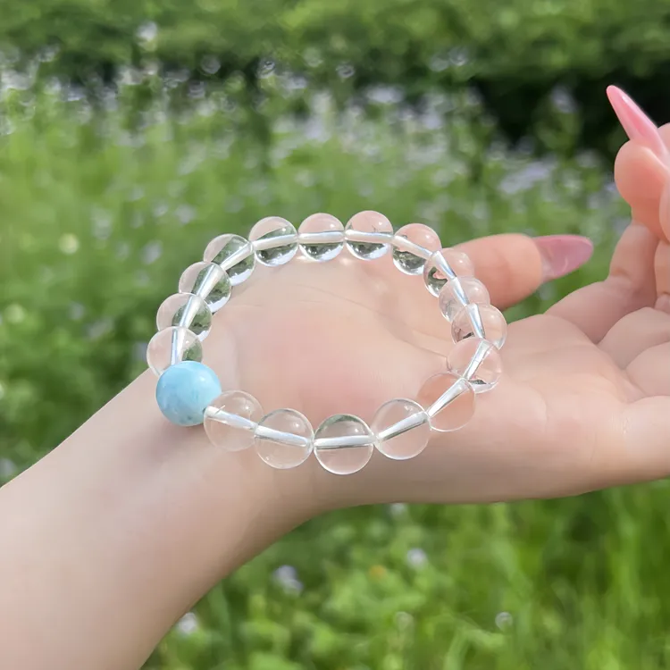【沧海明珠】天然白水晶海纹石设计款手串闺蜜百搭手链女多样性发一