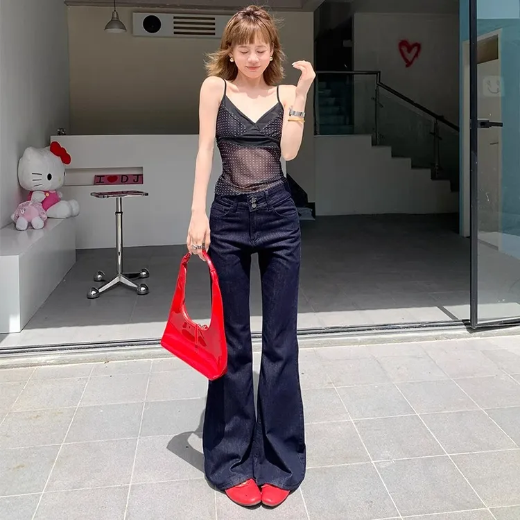 NORNLGGER 微喇叭牛仔裤女秋季新款显瘦百搭小个子弹力复古喇叭裤
