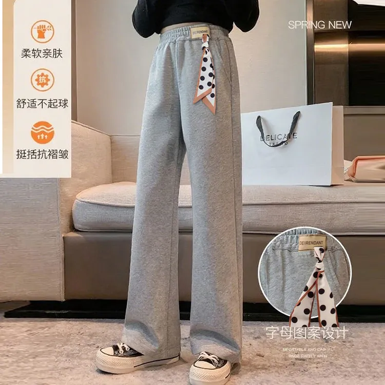女童裤子秋季新款中大童休闲阔腿裤洋气炸街卫裤窄版直筒裤春秋款