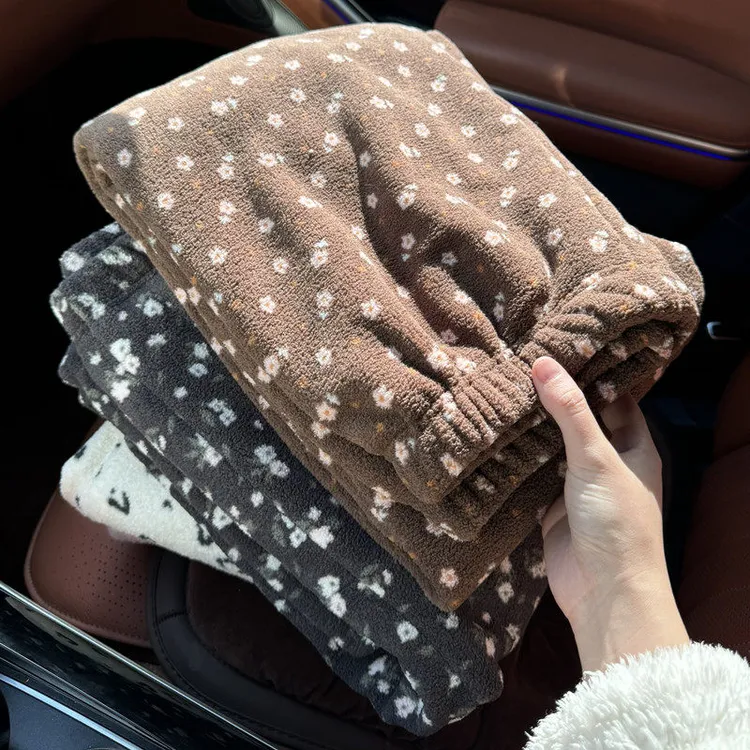 加厚碎花遛弯裤居家裤男女秋冬季睡衣可外穿直筒懒懒裤爆款暖暖裤