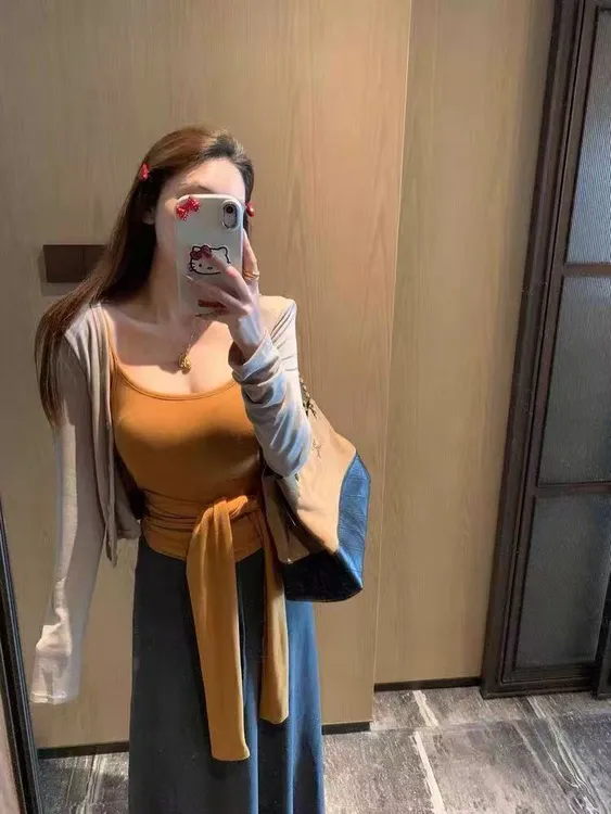 少女莫代尔绑带设计感吊带背心搭配开衫女款