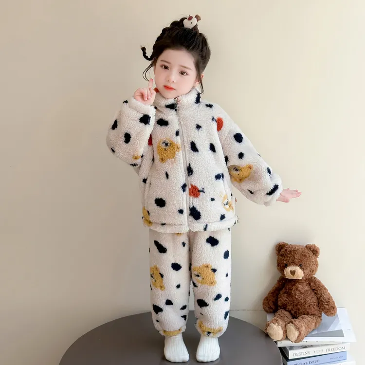 儿童珊瑚绒睡衣女童冬季加厚2025新款宝宝法兰绒套装小女孩家居服