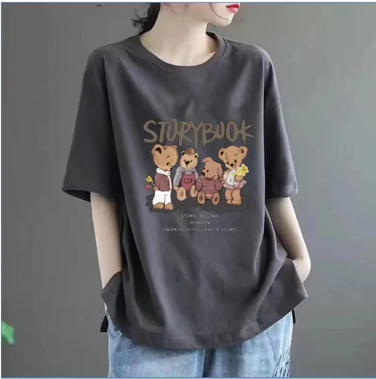 春夏季新款纯棉休闲时尚洋气T恤ins情侣设计百搭圆领休闲半袖宽松