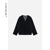 COCOLAN【黑松露】美利奴绵羊毛皮毛一体短款真皮草女CL8WT9520