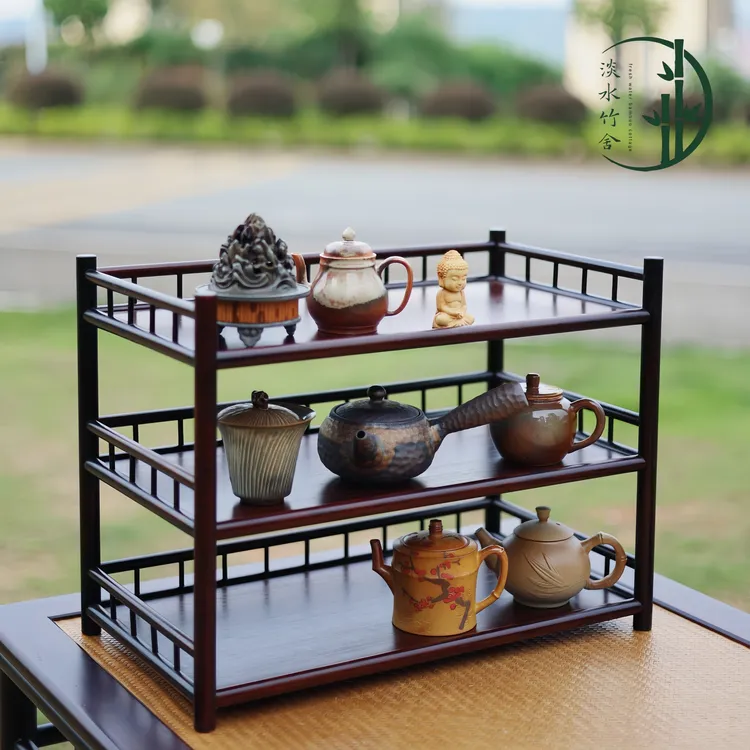 三层听风精品楠竹三层干泡台茶具博古架家用中式中式竹制茶杯架茶