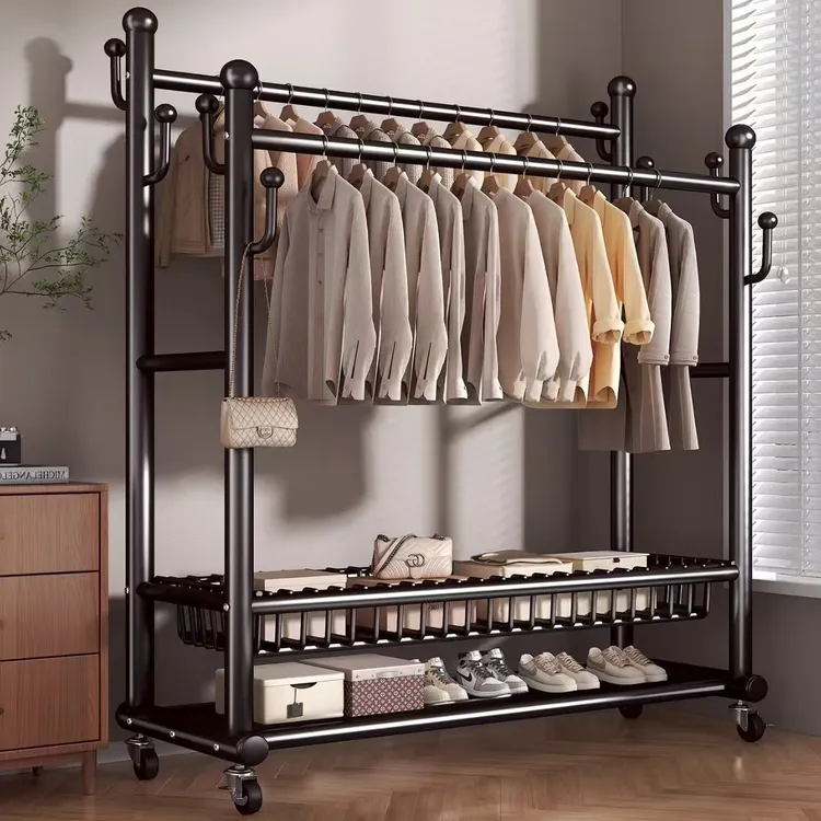 【冬季特粗32管】家用落地衣服架可移动衣帽架卧室挂衣架阳台晾衣架